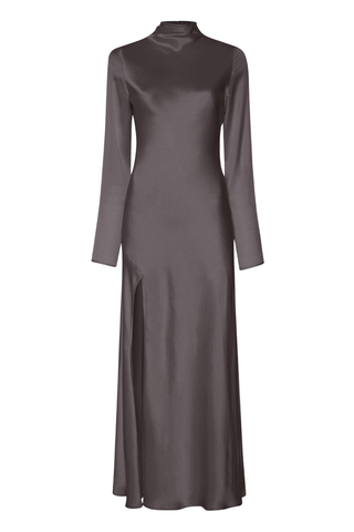 satin mocha dress Azazie Mocha Coco Ruffles Sleeveless A-Line Evening Dress / Gown