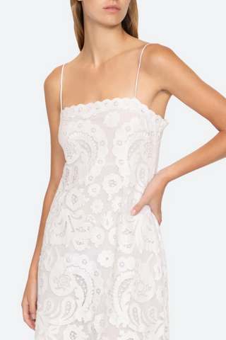 Lovina Embroidery Slip Dress | Cream
