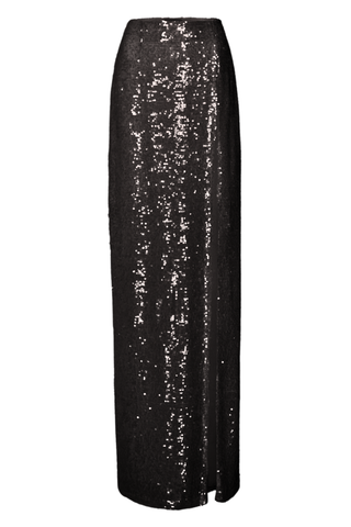 Sequin High Waist Slit Maxi Skirt | Cacao