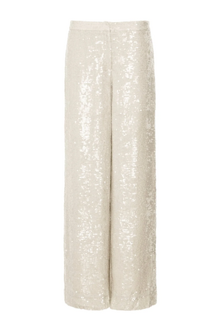 Sequin Viscose Relaxed Wide Leg Trouser | Gray