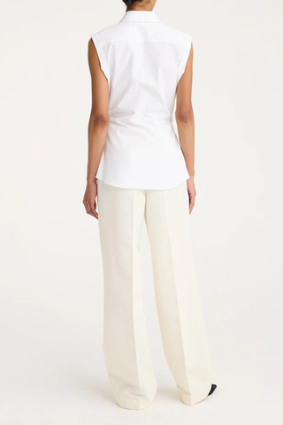 Shaped Poplin Sleeveless Shirt | Optic White