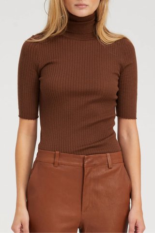 Short Sleeve Turtleneck | Chocolate