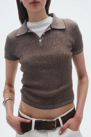 Shrunken Polo In Cashmere | Chestnut / Cream