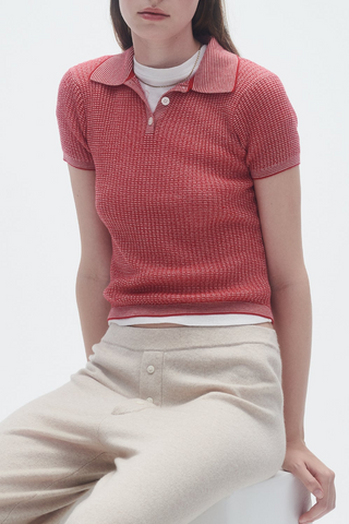 Shrunken Polo In Cashmere | True Red/Cream