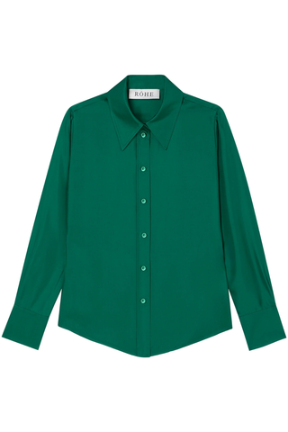 Fitted Silk Shirt | Emerald