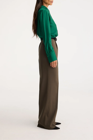 Fitted Silk Shirt | Emerald