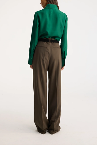 Fitted Silk Shirt | Emerald