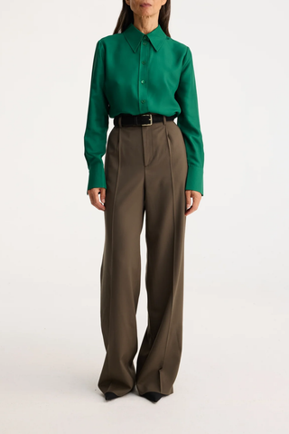 Fitted Silk Shirt | Emerald