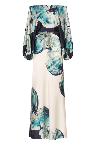 Rossi Dress | Navy Abstract Wave