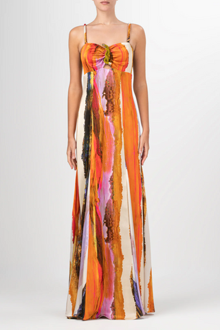 Artis Dress | Orange Orchid Abstract