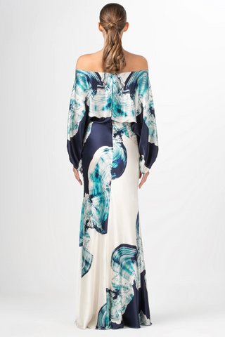 Rossi Dress | Navy Abstract Wave