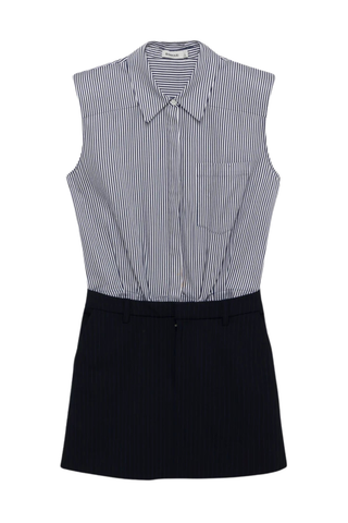 Graham Shirting Combo Mini Dress | Midnight Pinstripe