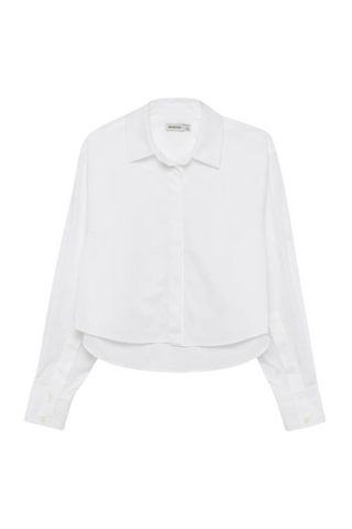 Renata Cropped Button Down Shirt | White