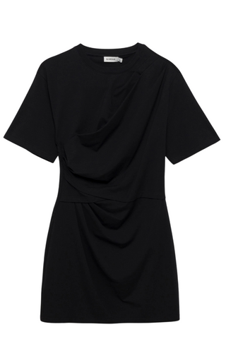 Zeus Draped T-Shirt Dress | Black