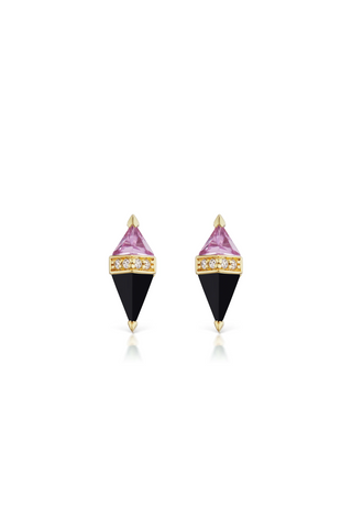 Pietra Studs | Pink Topaz, Black Onyx and Diamonds