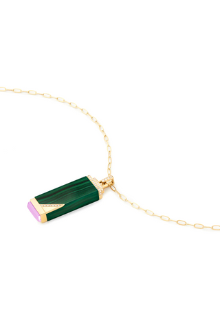 Amuletti Tablet Necklace | Malachite and Pink Topaz