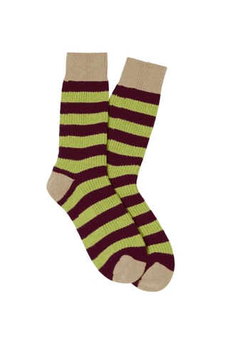 Striped Soft Socks | Matcha/Plum Stripe