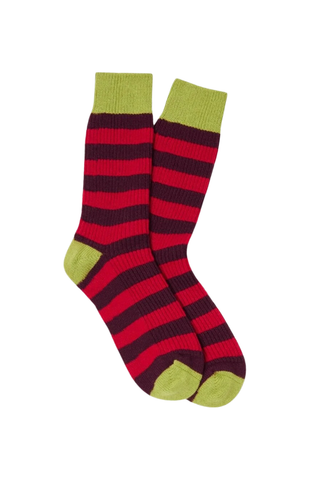 Striped Soft Socks | True Red/Plum Stripe