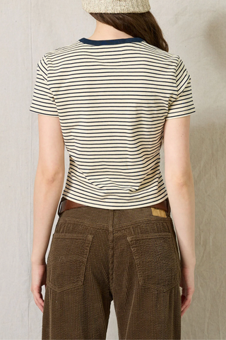 Striped Baby Tee | Narrow Cream/Navy Stripe