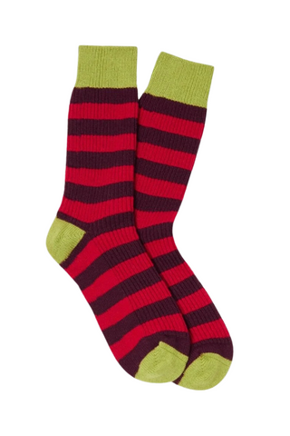 Striped Soft Socks | True Red/Plum Stripe