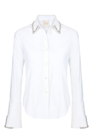 Bessette With Crystal Collar And Cuff | White