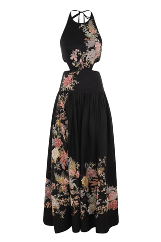 Tallow Halter Midi Dress | Black Multi Floral