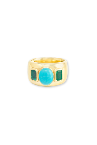 Three Stone Ring | Turquoise and Emerald