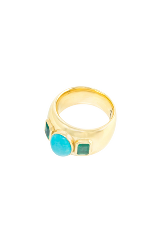 Three Stone Ring | Turquoise and Emerald