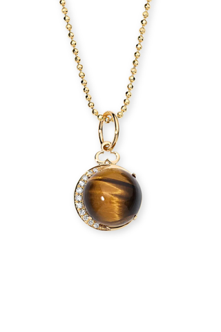 Cabochon Moon Charm Pendant | Tiger's Eye