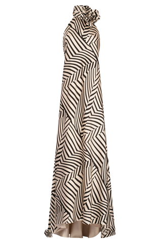 Tila Dress | Beige Black Stripes