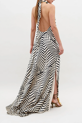 Tila Dress | Beige Black Stripes