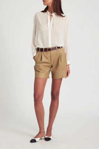 Deep Pleat Trouser Shorts | Khaki