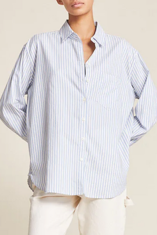 Blake Oversized Shirt | Blue Oxford Stripe
