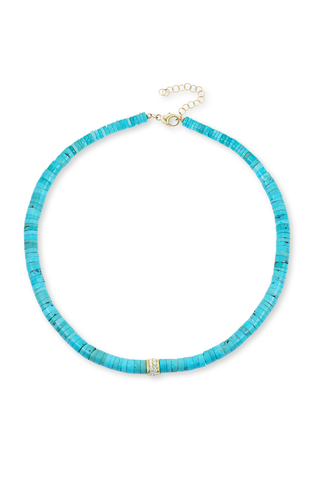 Turquoise Beaded Necklace | Diamonds