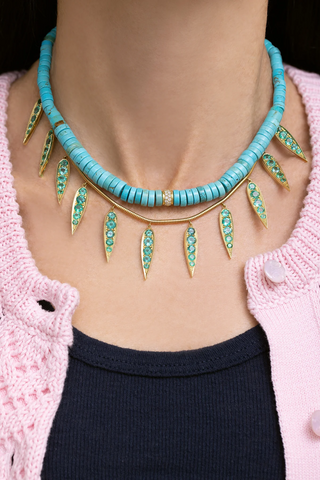 Turquoise Beaded Necklace | Diamonds