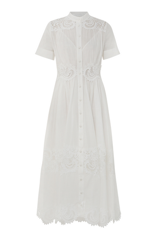 Pop Lace Trimmed Midi Dress | Ivory