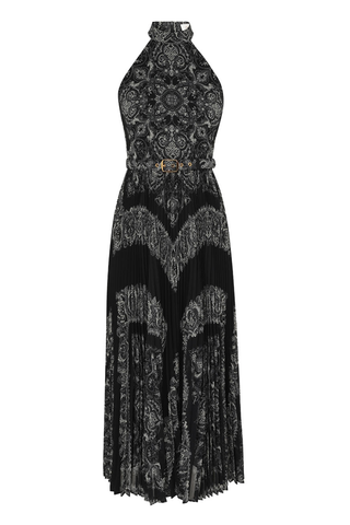 Sunray Halter Picnic Dress | Black Paisley