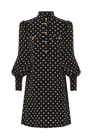 Utility Mini Dress | Black/Cream Dot