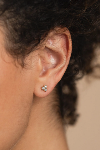 Bezel Set Diamond Trio Earrings