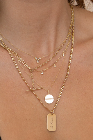 Small Paperclip Chain Necklace | Diamonds