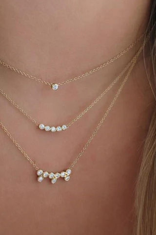 Delicate Necklace 5 Bezel Set Diamonds