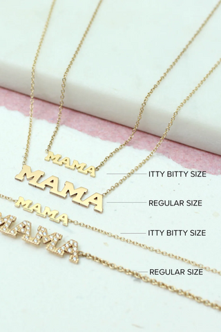 14K Itty Bitty Tiny "Mama" Necklace