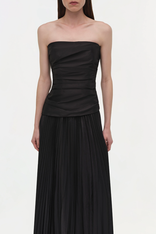 Arie Strapless Bustier Midi Dress | Black Multi