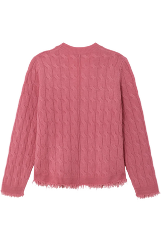 Cable V Neck Cardi | Old Rose