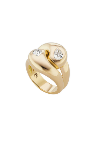 Knot Ring with Diamond Pears