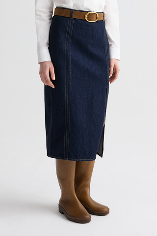 Denim Skirt w/ Seams | Dark Stone