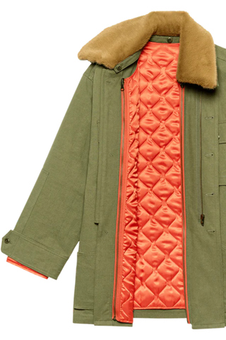 The Quilted Liner Parka | Army w/ Hot Orange