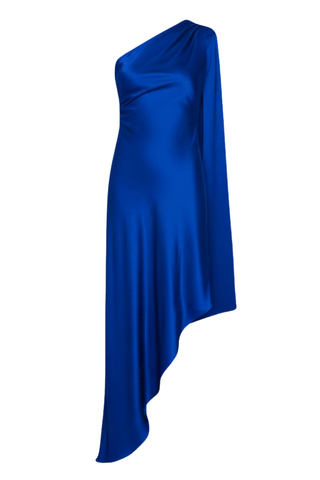 Lightweight Satin One Shoulder Dress | Royal Blue
