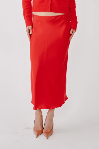 Miranda Scallop Trim Bias Cut Pull On Skirt | Scarlet