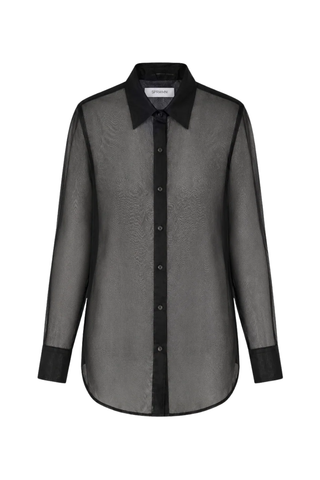 Silk Organza Oversized Shirt | Black